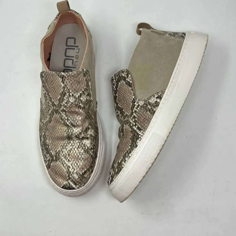 Hey Dude Peyton Slip On Shoes Womens Sz 9 Snake Skin Print Brown Tan Snakeskin